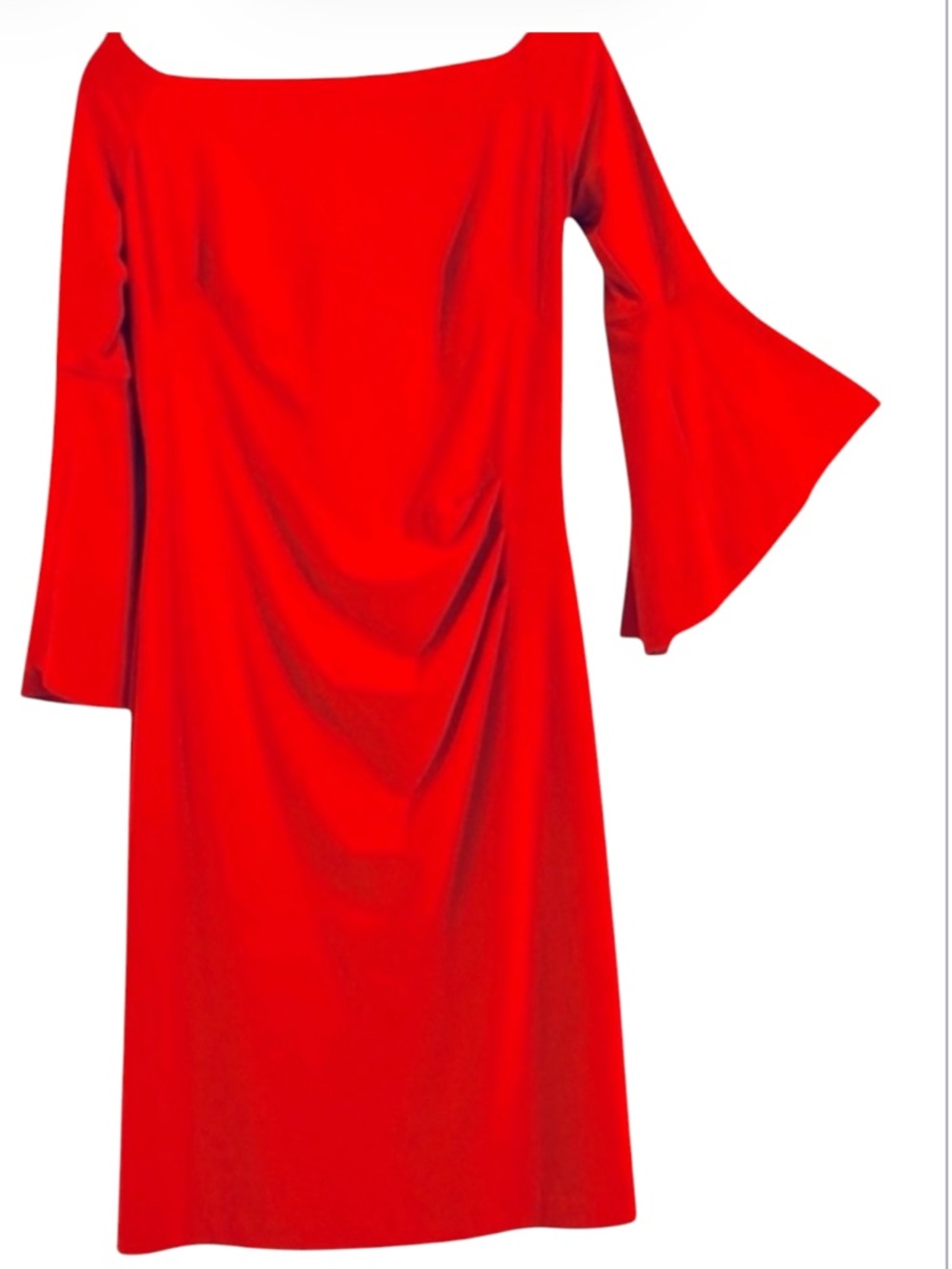 Lauren Ralph Lauren Red Bell-Sleeve Ruched Sheath Dress - Size 6